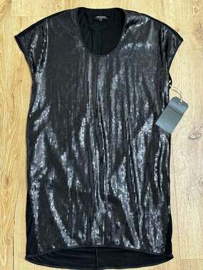 Rag & Bone Black Sequin Funnel Dress